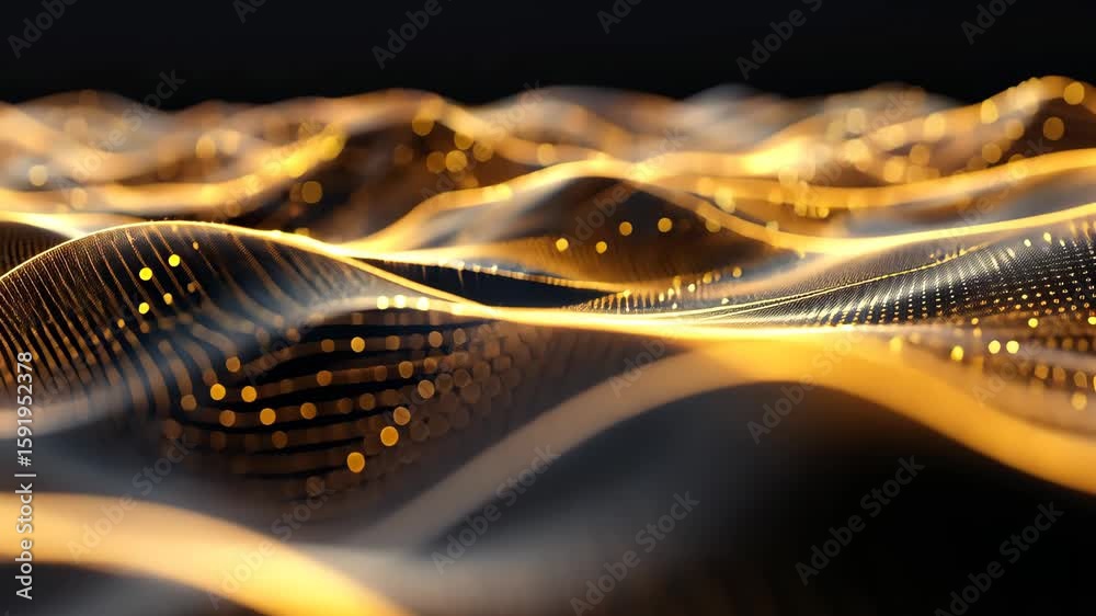 Poster dynamic patterns of light form mesmerizing waves of color and texture in an abstract digital landsca