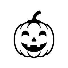 Fototapeta premium Happy jack o lantern face icon black silhouette on white background