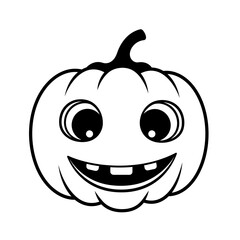 Fototapeta premium Cute cartoon pumpkin with a big smile and wide eyes for halloween