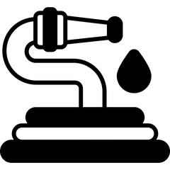 Hose Glyph Icon – Water Pipe & Outdoor Cleaning Tool Symbol