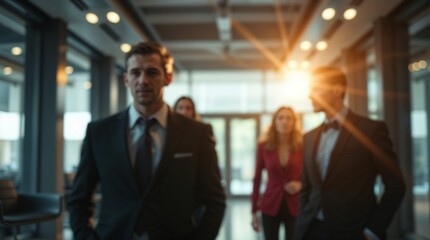 Business office with blurred people casual wear, with blurred bokeh background
