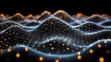 Abstract data visualization, network landscape