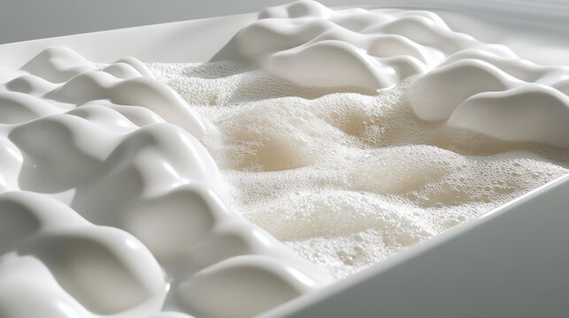 Abstract foam landscape in a white rectangular box
