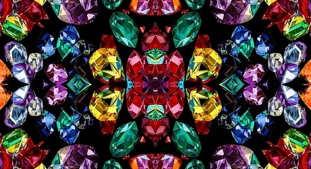 Obraz premium Kaleidoscopic gemstone arrangement showcasing a colorful gemstone mosaic design and patterns