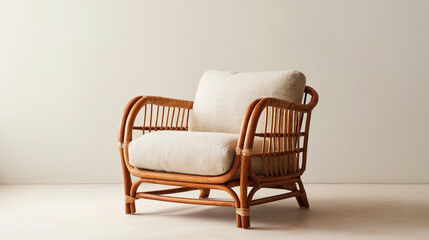 Fototapeta premium Rattan Armchair: Modern Minimalist Home Decor