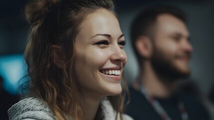 Coworkers sharing a friendly laugh during a break