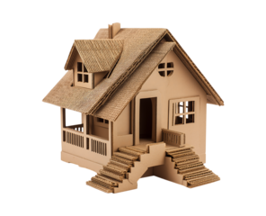 Paper house, Cardboard Home isolated on a transparent background