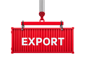 Red Export Shipping Container with Crane Hook Transparent PNG