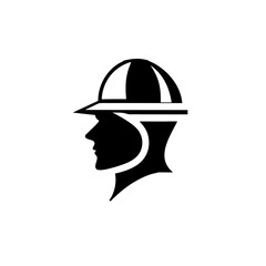 Fototapeta premium Icon logo Silhouette of a Helmeted Worker