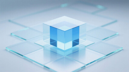 Obraz premium Transparent Glass Cube Showcase