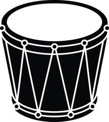 Single Drum Silhouette Vector Illustration, Transparent Background.