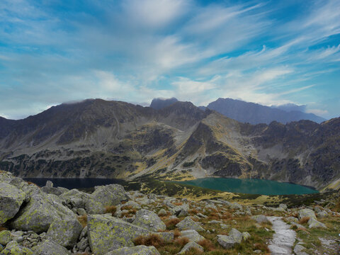 panorama of the mountains in cloudy weather