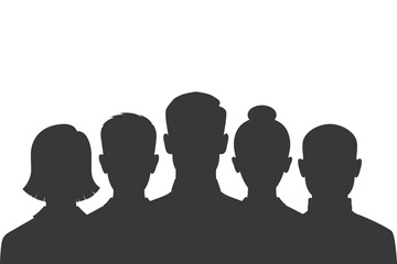Group people silhouette graphic icon.  Business team isolated symbol on white background. Concept teamwork. Vector illustration
