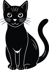 Cute Cat Sitting Calmly – Domestic Cat Relaxing, Feline Pet Portrait, Cozy Home Cat Stock Photo