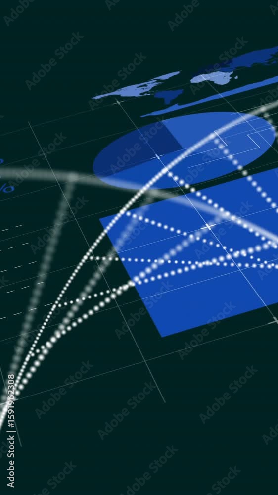 Poster dna strand and data visualization animation over world map and charts