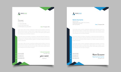 Green And Blue Modern Business Letterhead Simple Clean Template Design