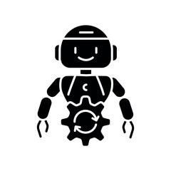 process automation black flat icon for digital and print projects.