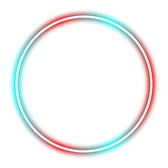 Neon blue red circle round glowing frame design element PNG