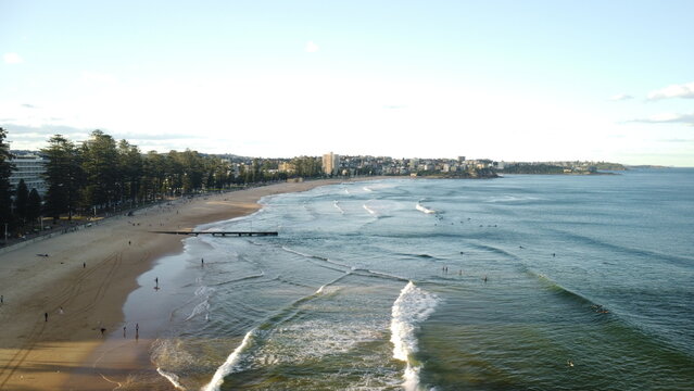 DRONE SHOT OVER THE BEACH IN SIDNEY AUSTRALIA