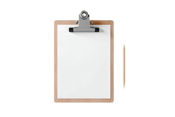 Wooden Clipboard Blank Paper Pencil Mockup