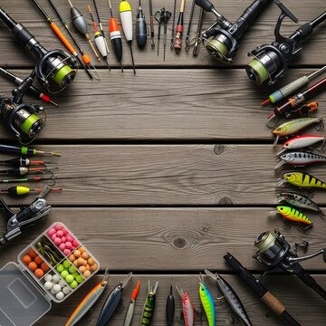 Fishing Equipment Frame on Aged Wooden Dock