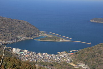 愛媛県　権現山展望台から見た三机湾