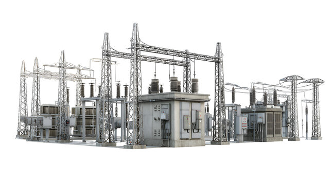 Electrical Substation Power Grid Energy Transmission Infrastructure - Powered by Adobe