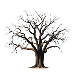 Large Branching Tree Illustration Isolated on Black Background Nature Stock Image