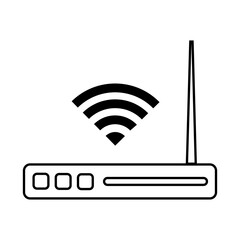 Wi Fi router. Wireless signal symbol. Network device Vector. Outline modem icon.
