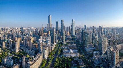 Fototapeta premium Modern Chinese City Skyline Panorama