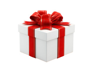 Obraz premium White gift box with red ribbon bow a perfect present