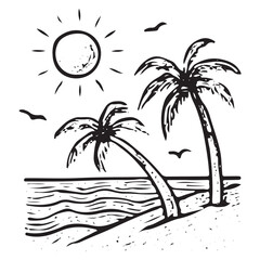 Tropical Palm Tree Icon for Vacation and Nature Lovers