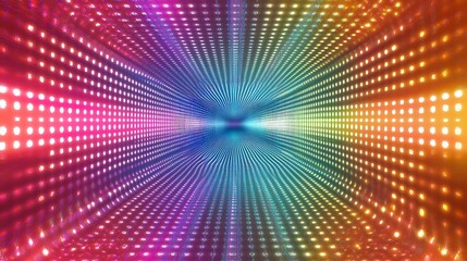 Abstract Light Tunnel with Rainbow Colors and Depth Perspective Background