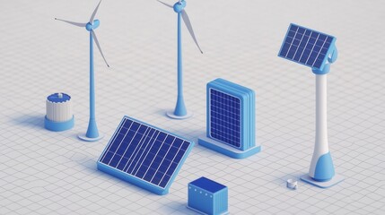 3D Render of Renewable Energy Sources