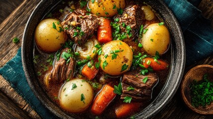 Ireland dish Irish Stew Hearty lamb stew with potatoes carrots and onions in a rich broth