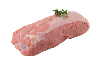 Bright red meat cut out isolated transparent background.