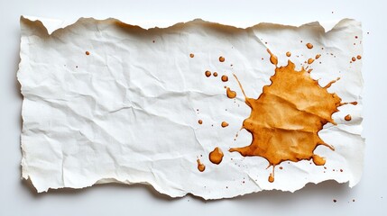 Coffee stain on crumpled paper