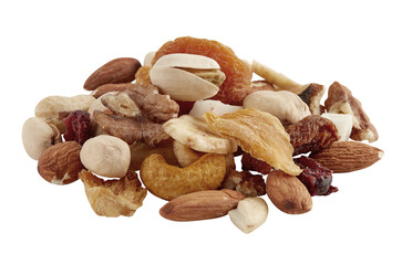 Pile of dried beans and grains cut out isolated transparent background