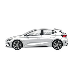 Fototapeta premium Modern White Car Vector Illustration