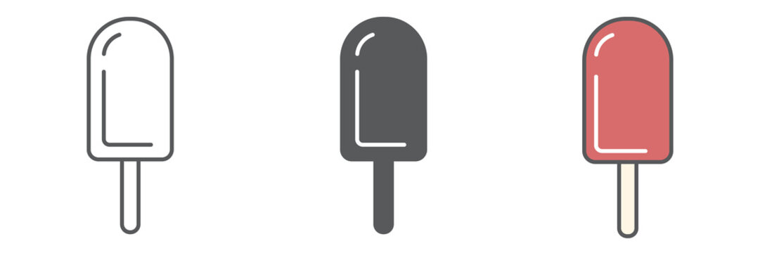 Ice cream on stick icon collection, dessert and delicious, chocolate stick ice cream sign vector graphics, editable stroke linear icon, eps 10