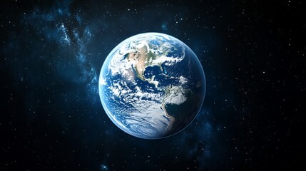 Earth Floating in Space Beautiful Planet View From Outer Space