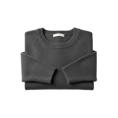 Folded gray sweater isolated on transparent background
