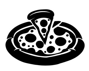 Pizza silhouette, pizza logo isolated on white background, vector illustration design
