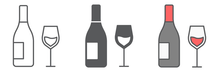 Wine icon collection, thanksgiving and beverage, glass of wine sign vector set graphics, editable stroke linear icon, eps 10