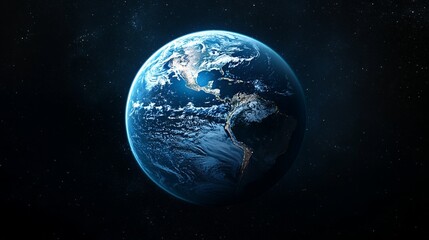 Earth View From Space Showing North and South America at Night