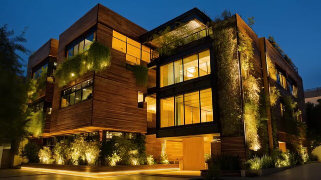 Modern Ecological Architecture Night Light Symphony