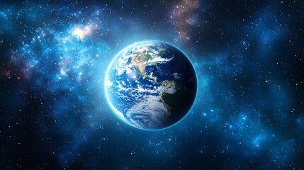 Obraz premium Earth View From Space with Stars and Galaxy Background Image