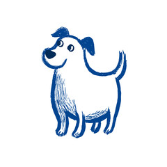 Hand drawn flat vector illustration of a dog in blue color  
