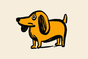 Cartoon illustration of a playful orange dog on a light background  