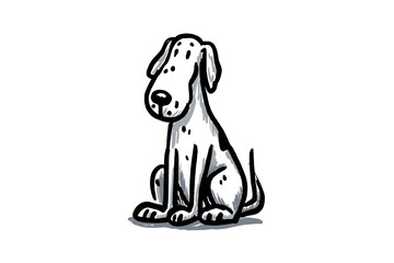 Hand drawn flat vector illustration of a dog sitting calmly  